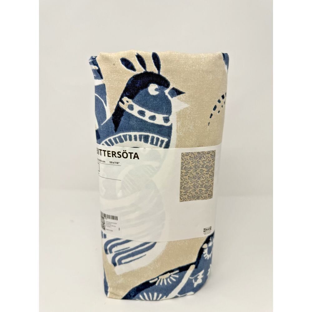 IKEA BITTERSOTA Pre-Cut Fabric Beige/Blue Bird Pattern 59x118" - NEW